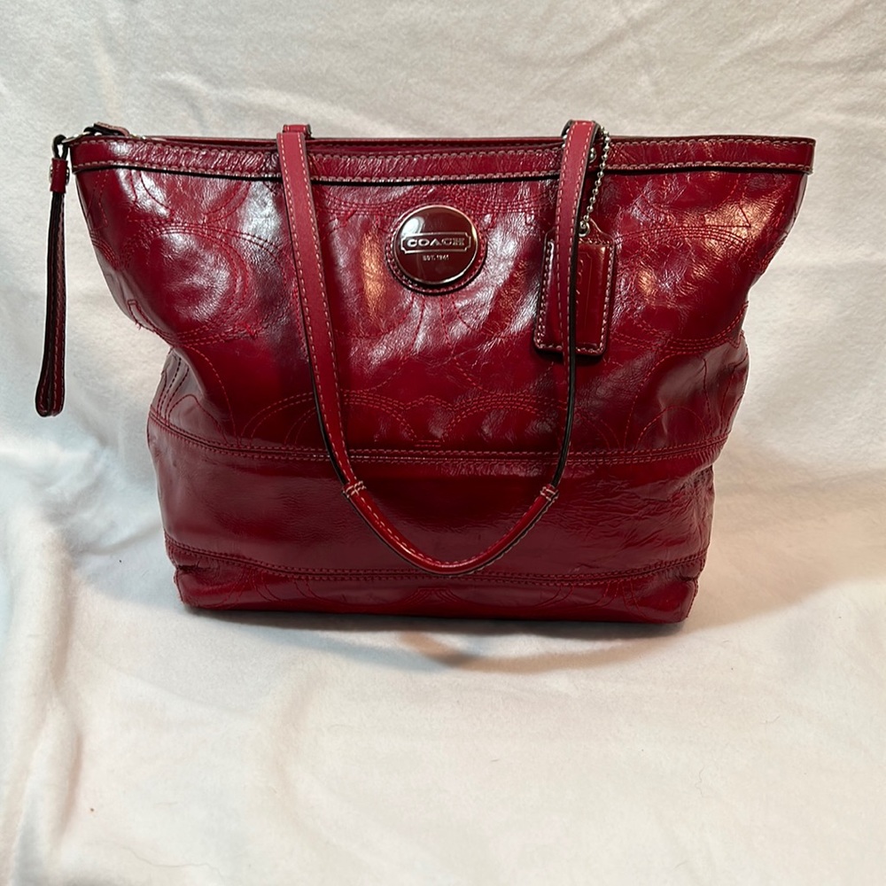 Coach red leather F15142 Tote